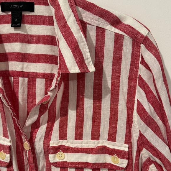 J. Crew Red and White Striped Shirt - Picture 3 of 5